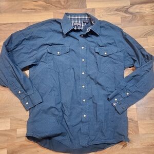 Panhandle Slim Blue Snap Front Western Shirt L